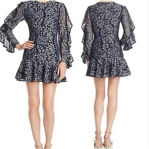 Keepsake The Label Women's Engage‎ Navy Lace Long Sleeve Ruffle Mini Dress Sz XL